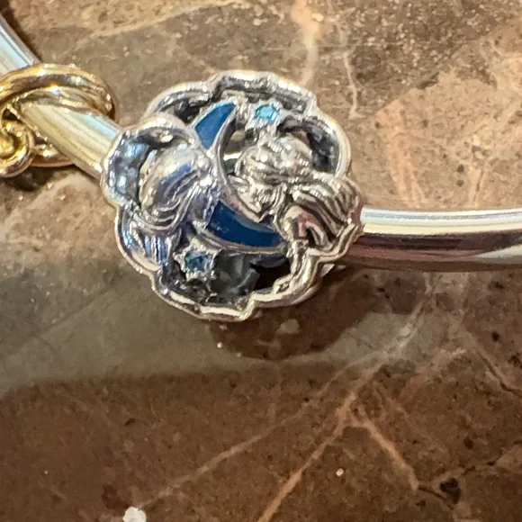 Pandora Silver Charm Bracelet with Blue and Gold Accents - Picture 9 of 13